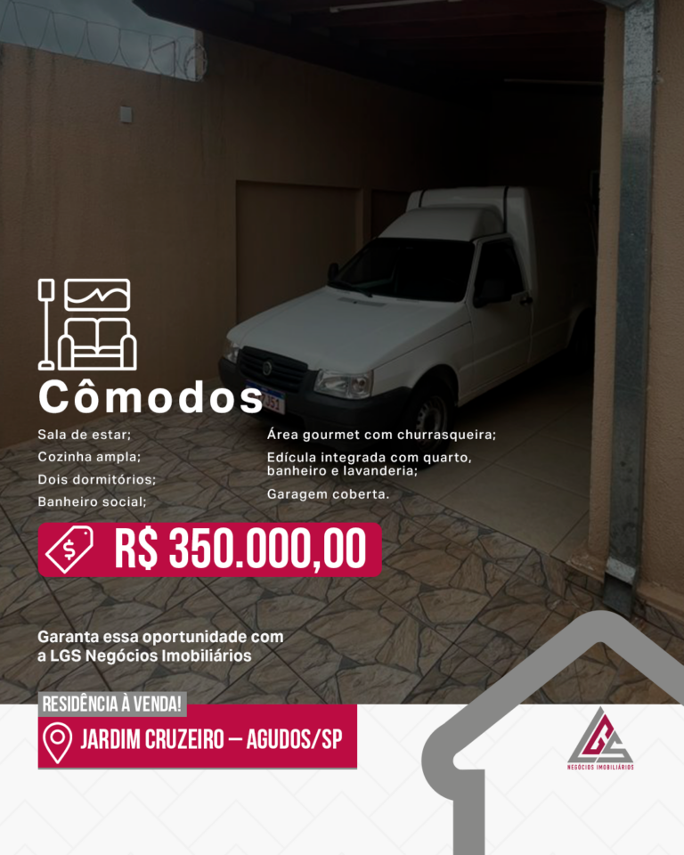 Residência à venda no Jardim Cruzeiro!