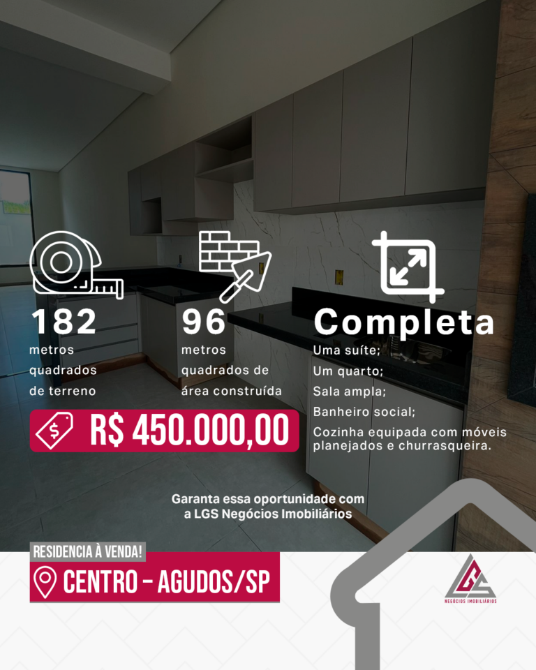 Casa NOVA à venda no Centro de Agudos