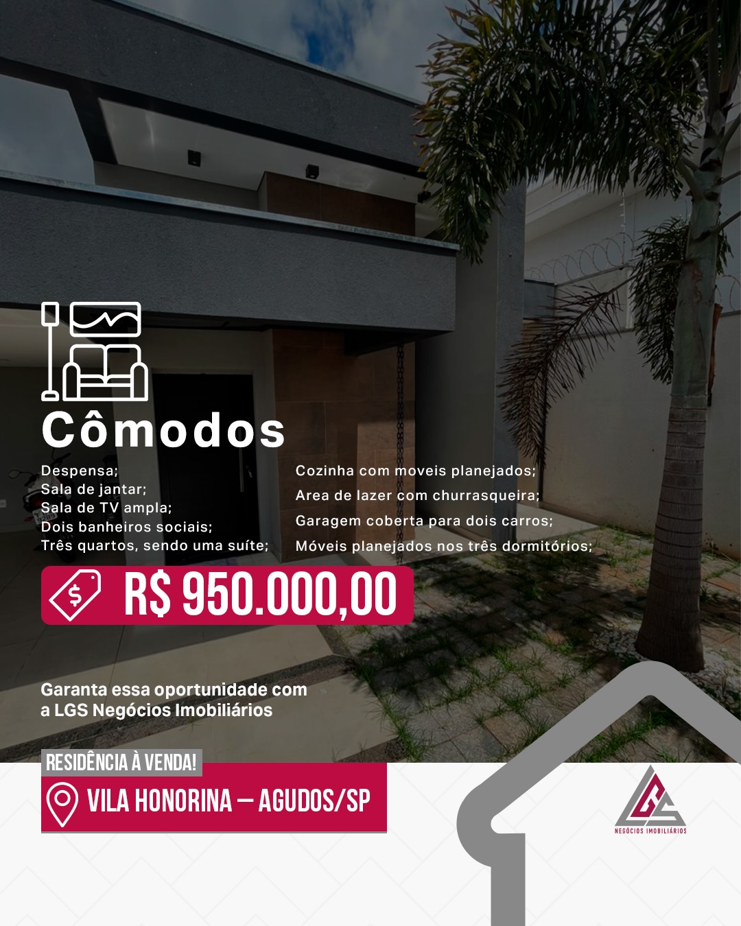 Casa à Venda por R$950.000,00 no Bairro Vila Honorina em Agudos/SP