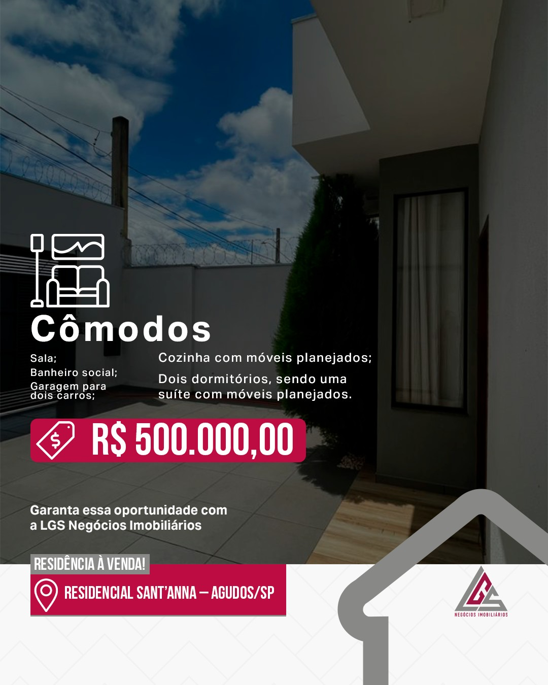 Casa à Venda por R$500.000 no Residencial Sant’Anna em Agudos/SP