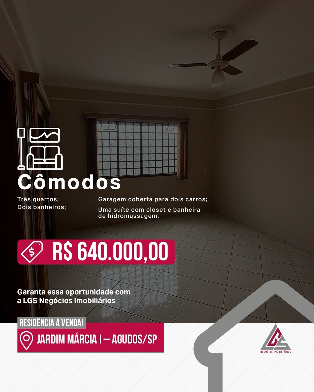 Casa à venda por R$640.000,00 no Bairro Jardim Marcia I em Agudos/SP